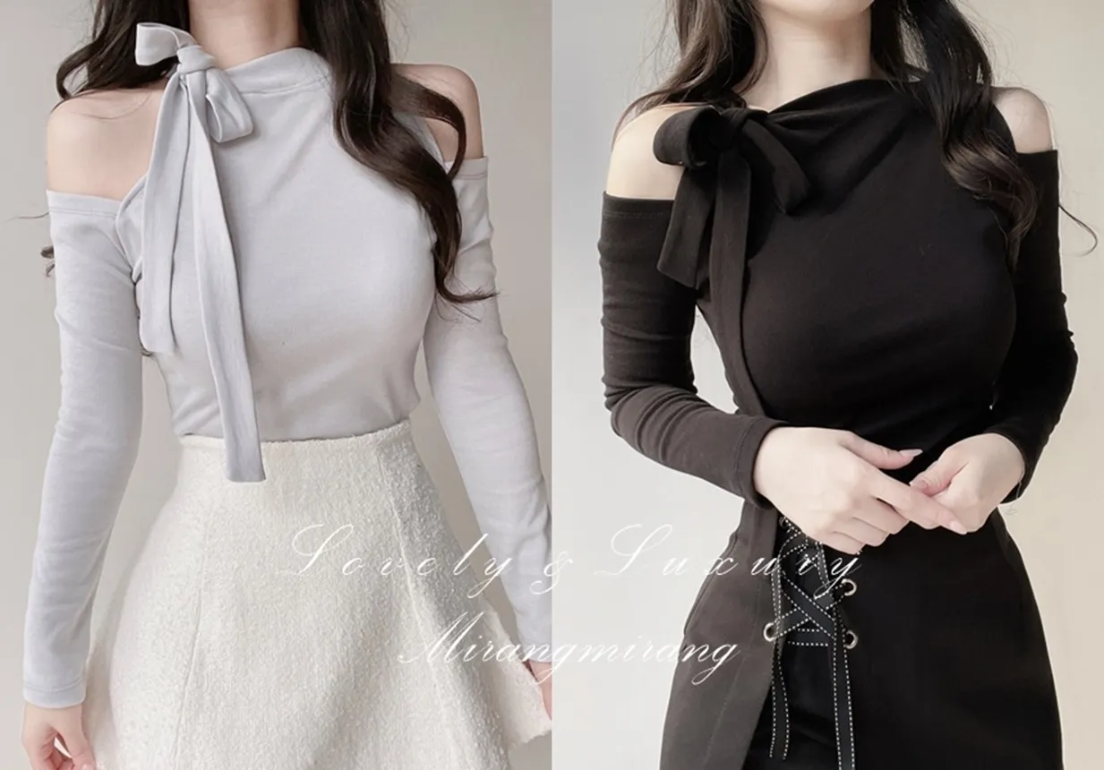 ウォーマーリボンハーフネックTシャツ | mirangmirang | 詳細画像1