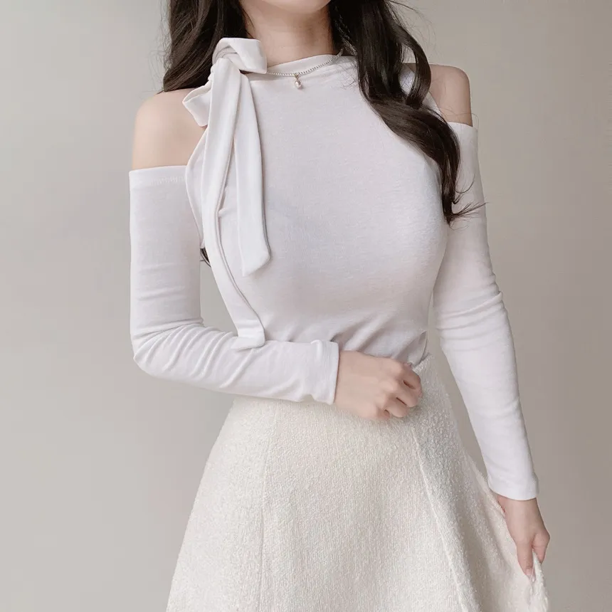 ウォーマーリボンハーフネックTシャツ | mirangmirang | 詳細画像13