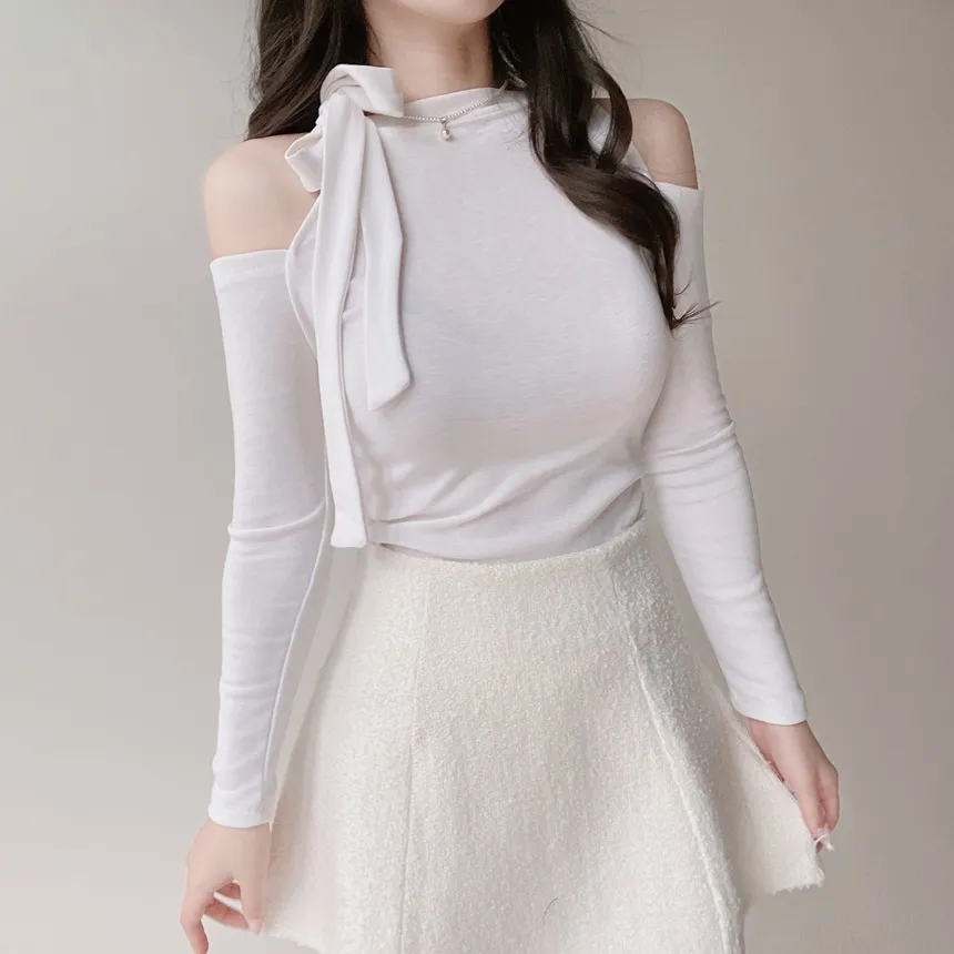 ウォーマーリボンハーフネックTシャツ | mirangmirang | 詳細画像14