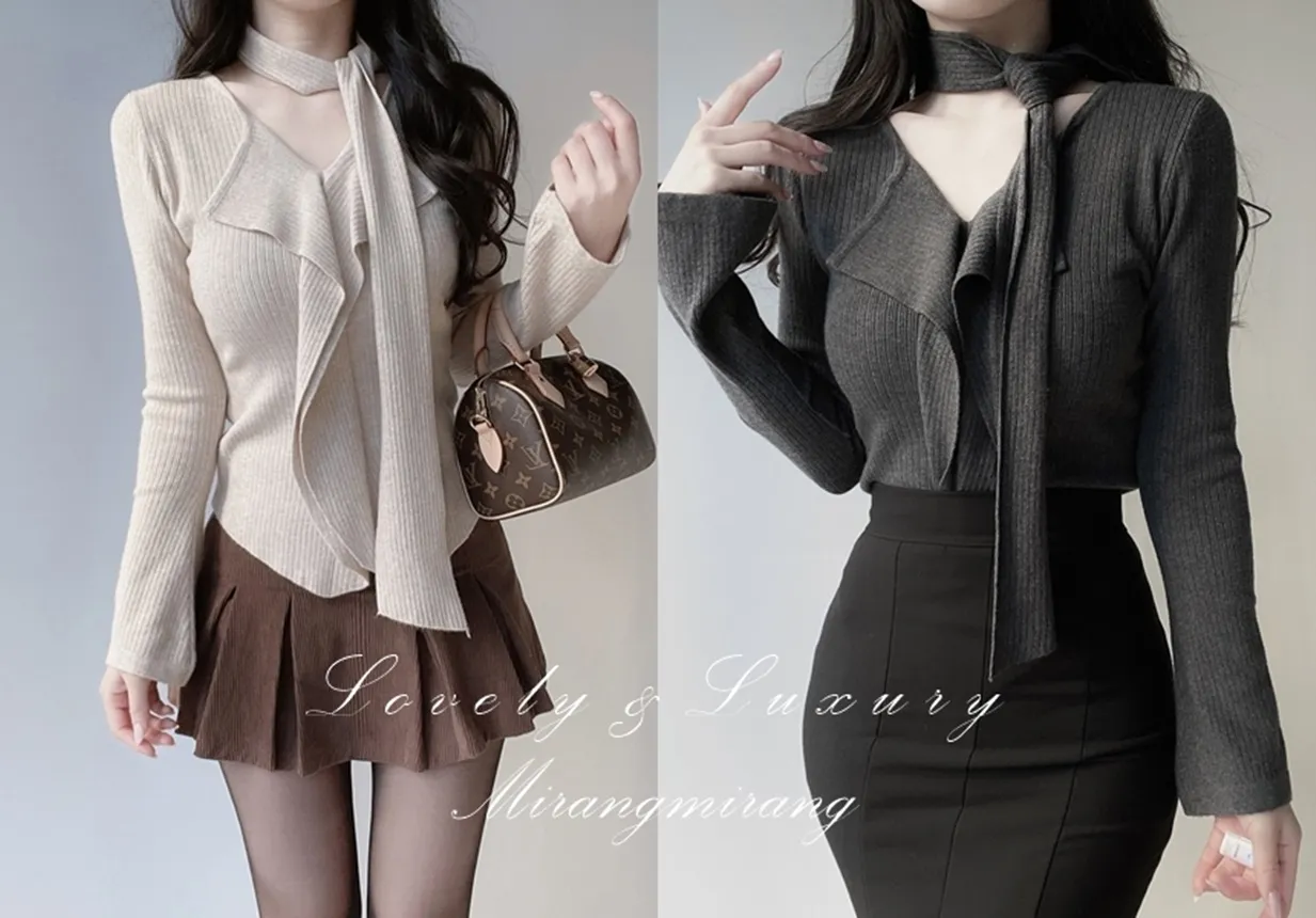 リブフリルニットストラップ付 | mirangmirang | 詳細画像1