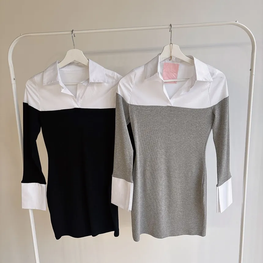 レイヤード風ミニカラースリム配色ワンピース | mirangmirang | 詳細画像22