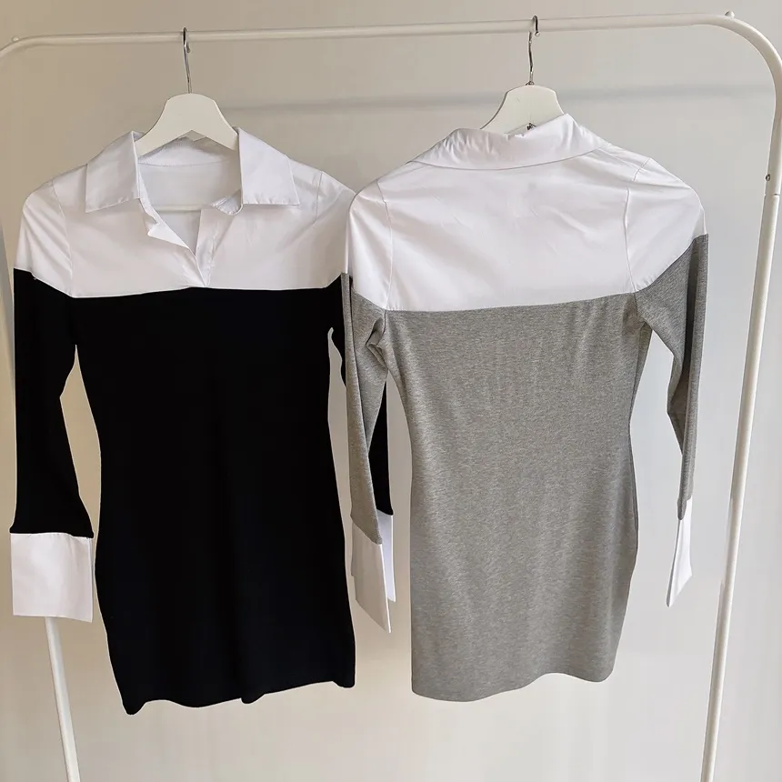 レイヤード風ミニカラースリム配色ワンピース | mirangmirang | 詳細画像24