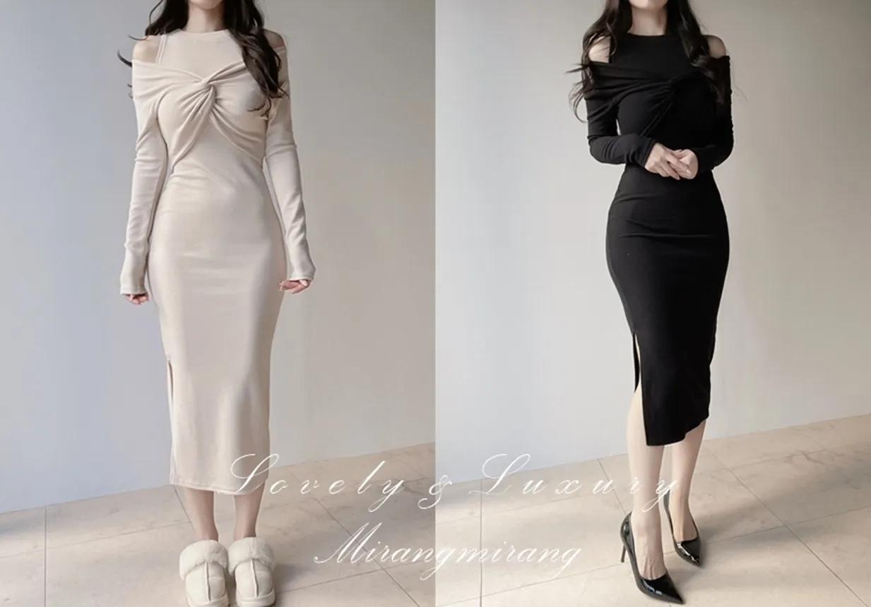 ツイストラウンドネックロングスリットアンサンブル | mirangmirang | 詳細画像1