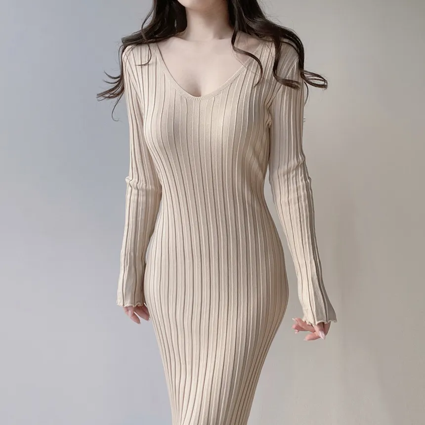 リブVネックロングバックリボンスリム | mirangmirang | 詳細画像4