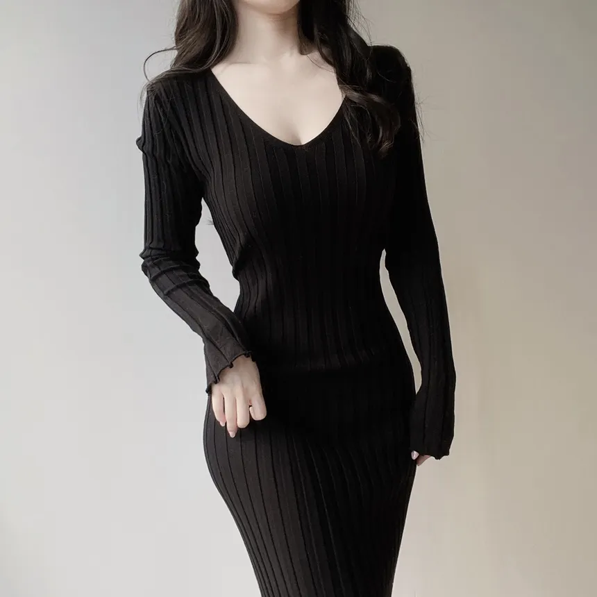 リブVネックロングバックリボンスリム | mirangmirang | 詳細画像11