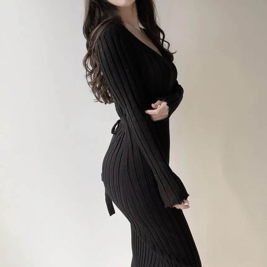 リブVネックロングバックリボンスリム | mirangmirang | 詳細画像15