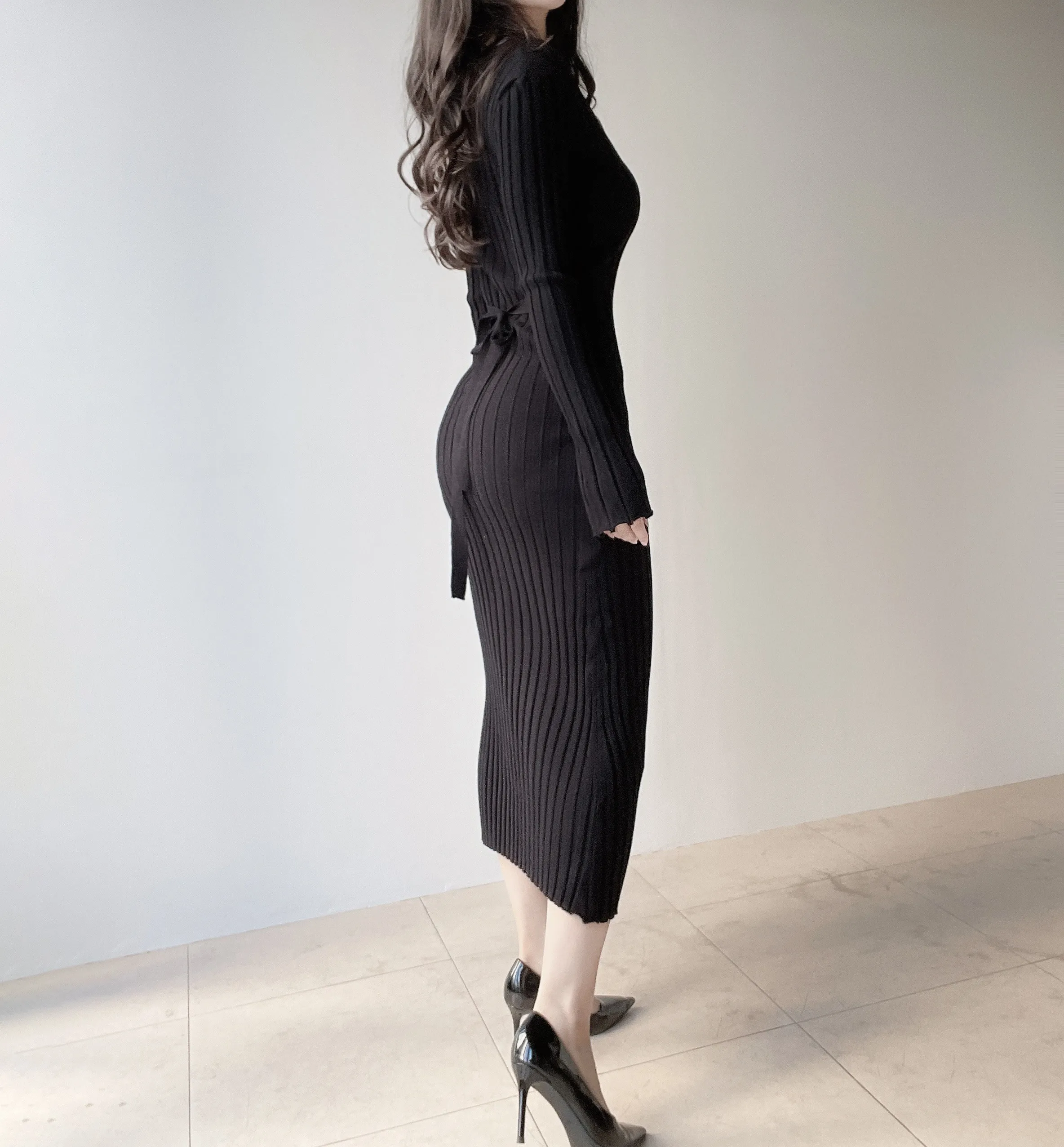 リブVネックロングバックリボンスリム | mirangmirang | 詳細画像25