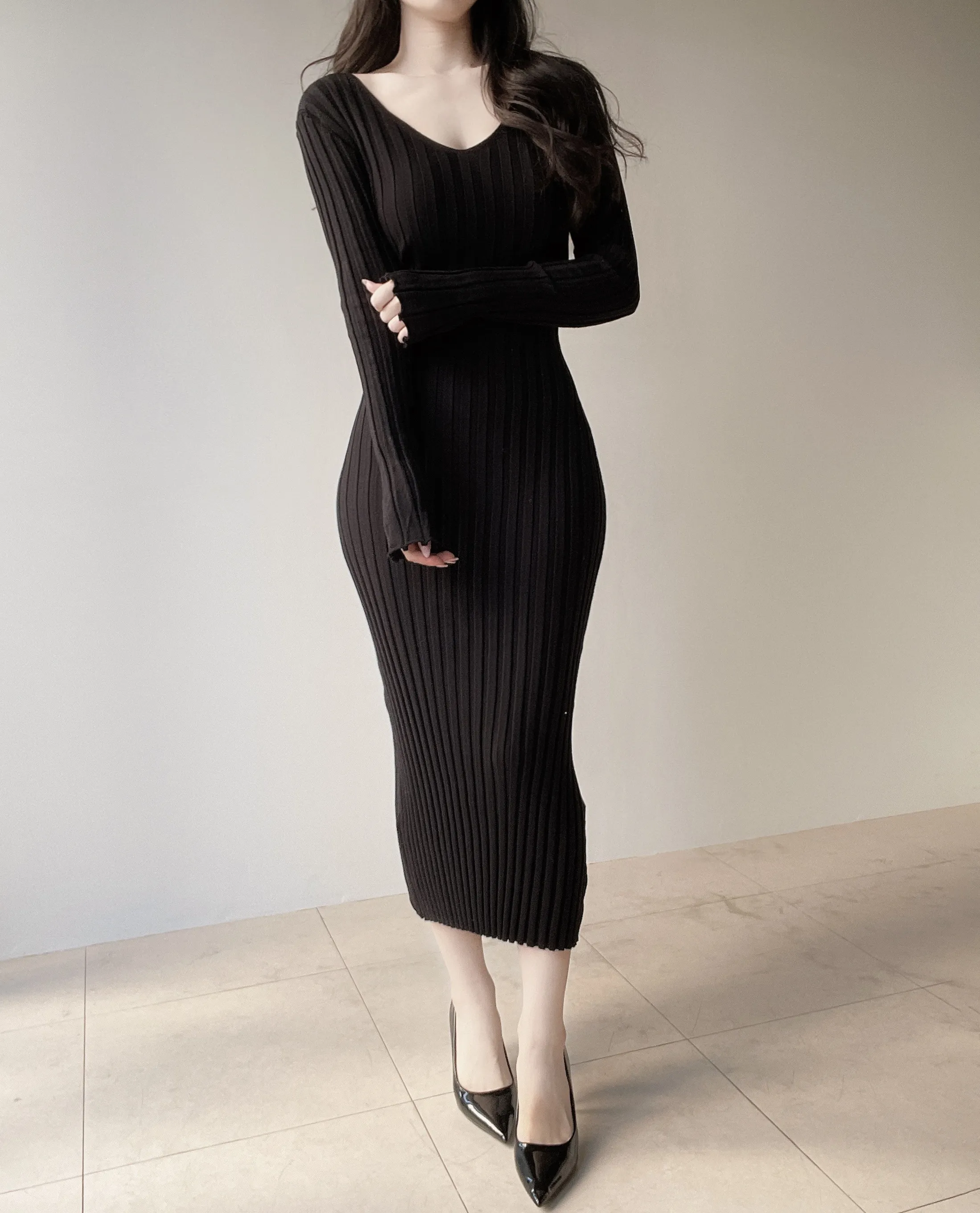 リブVネックロングバックリボンスリム | mirangmirang | 詳細画像27