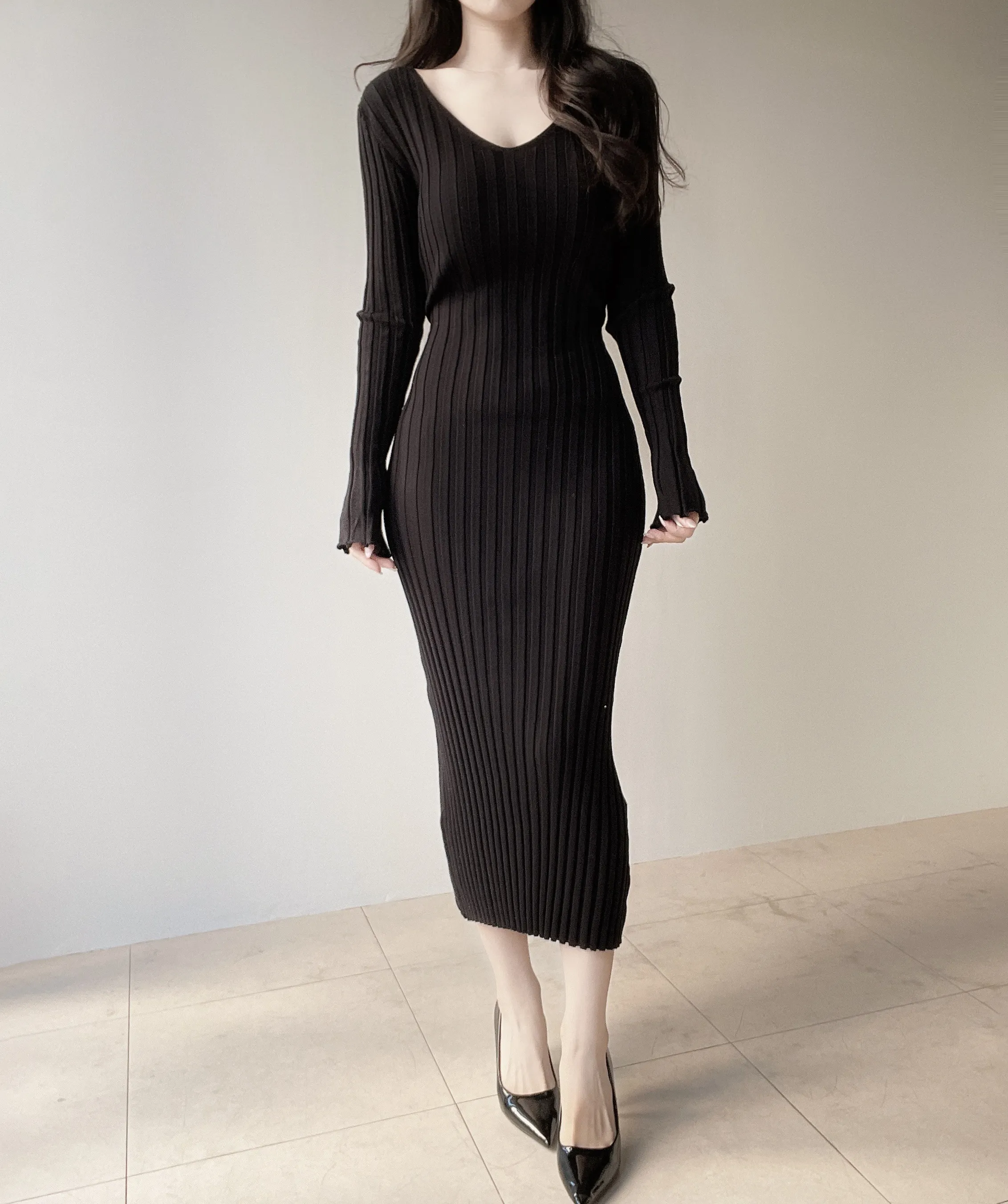 リブVネックロングバックリボンスリム | mirangmirang | 詳細画像28