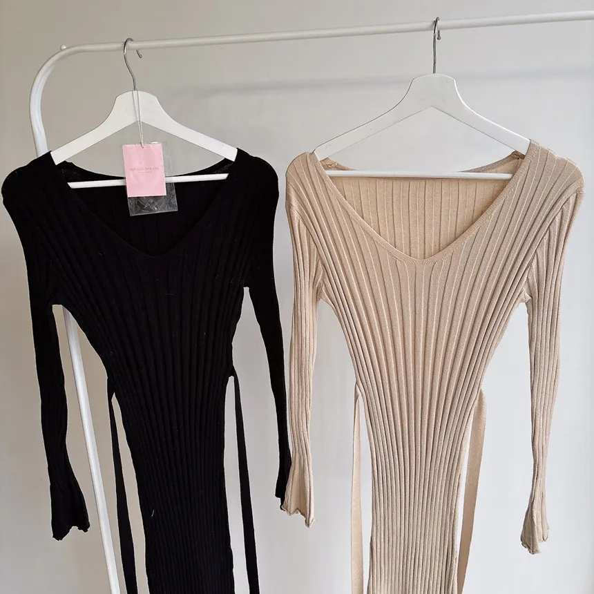 リブVネックロングバックリボンスリム | mirangmirang | 詳細画像30