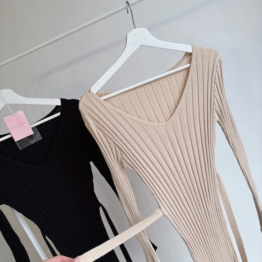 リブVネックロングバックリボンスリム | mirangmirang | 詳細画像31