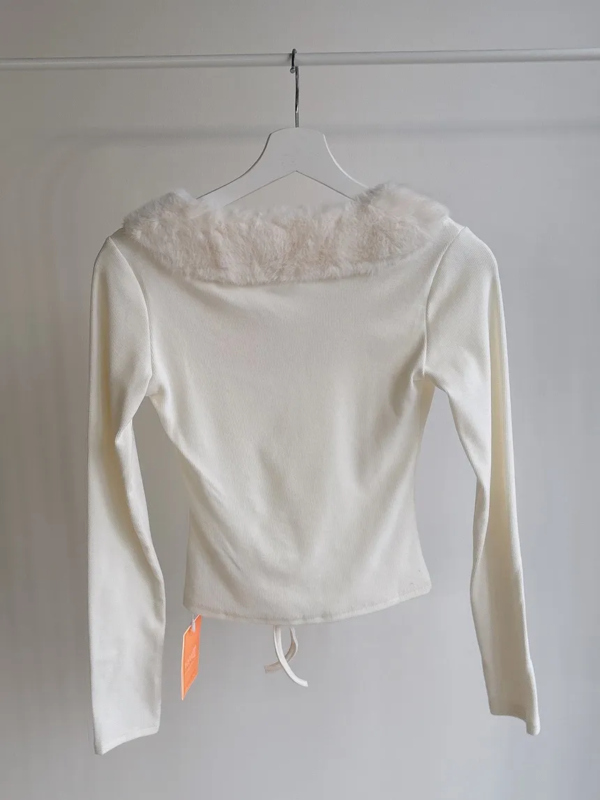 エコファーラウンドネックリボン長袖スリムTシャツ | mirangmirang | 詳細画像20