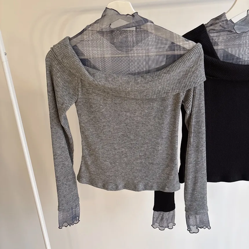 リブレイヤード風オフショルダーチェックTシャツ | mirangmirang | 詳細画像20