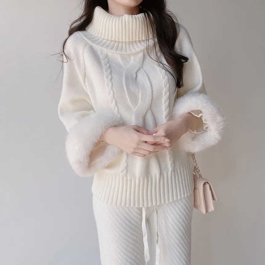 エコファータートルネックケーブルケープニット | mirangmirang | 詳細画像10