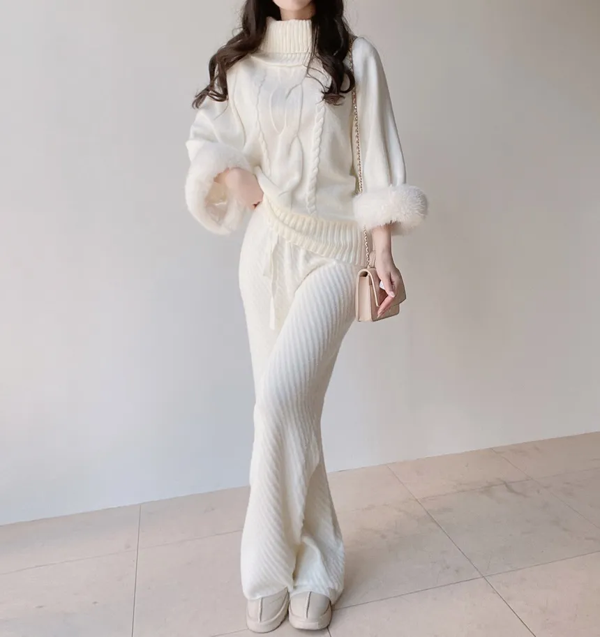 エコファータートルネックケーブルケープニット | mirangmirang | 詳細画像15