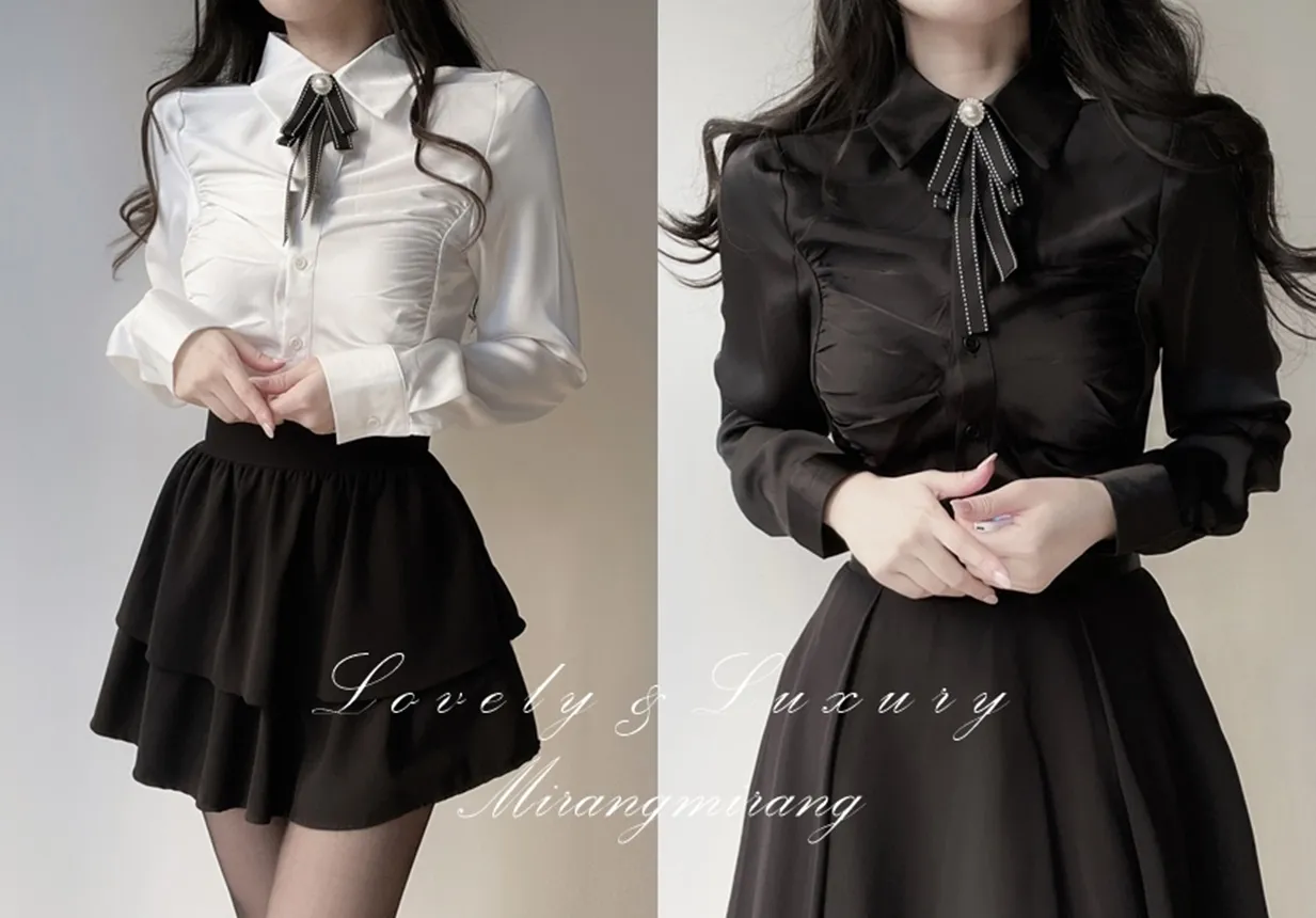 シャーリングブラウスブローチ付 | mirangmirang | 詳細画像1