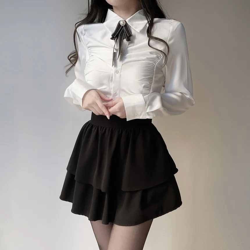 シャーリングブラウスブローチ付 | mirangmirang | 詳細画像4