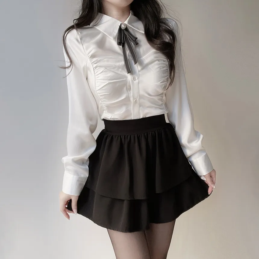 シャーリングブラウスブローチ付 | mirangmirang | 詳細画像5