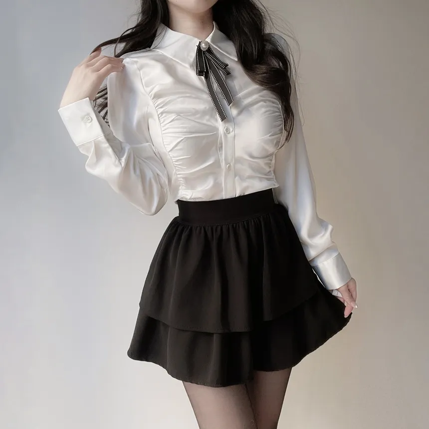 シャーリングブラウスブローチ付 | mirangmirang | 詳細画像6