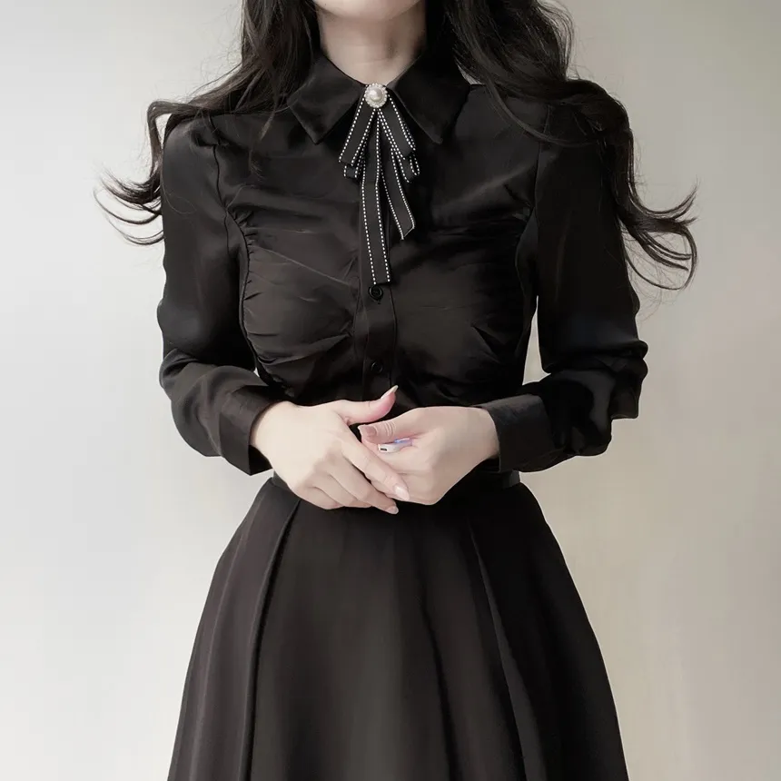 シャーリングブラウスブローチ付 | mirangmirang | 詳細画像10