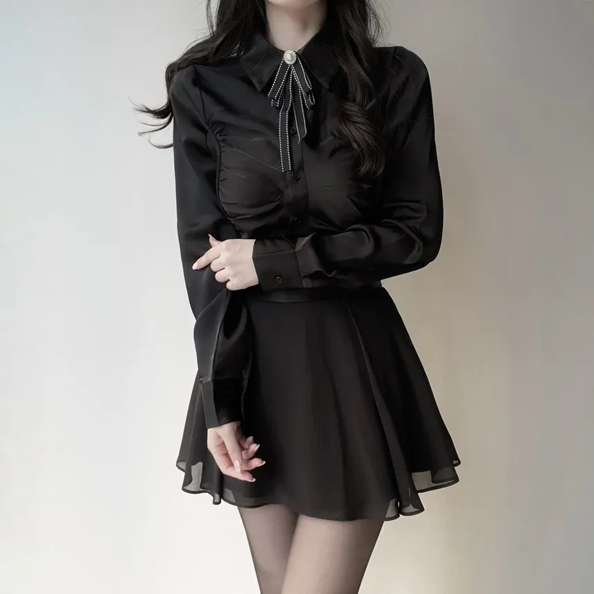 シャーリングブラウスブローチ付 | mirangmirang | 詳細画像12