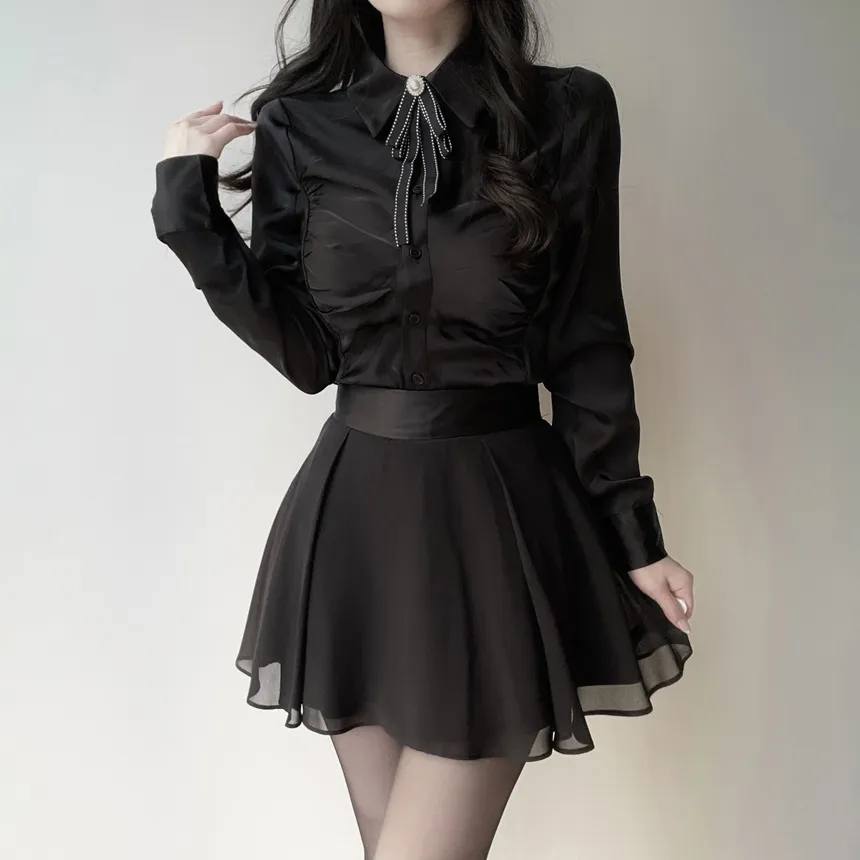 シャーリングブラウスブローチ付 | mirangmirang | 詳細画像13