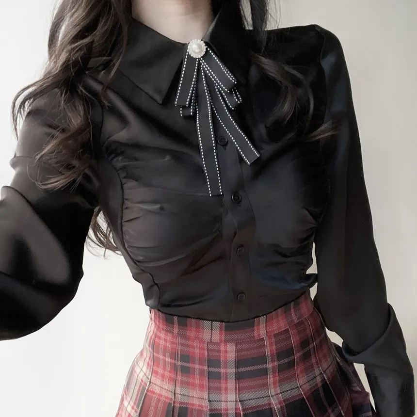 シャーリングブラウスブローチ付 | mirangmirang | 詳細画像15