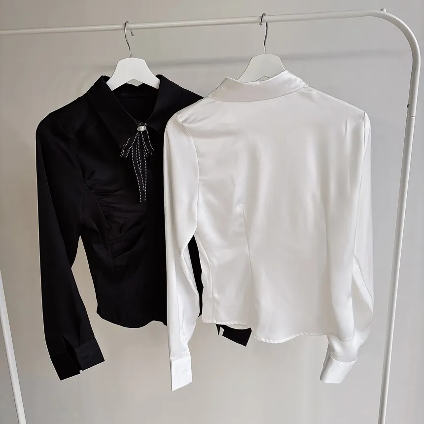 シャーリングブラウスブローチ付 | mirangmirang | 詳細画像22