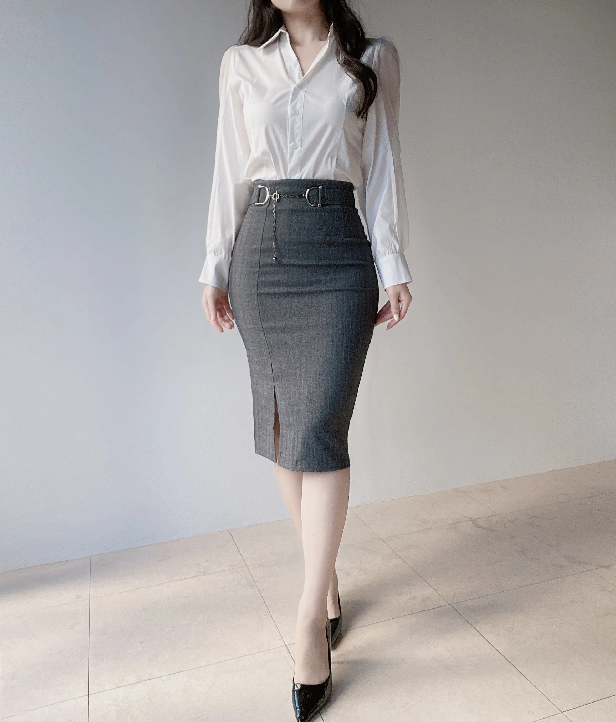 シースルーカラーVネックパフスリーブブラウス | mirangmirang | 詳細画像27