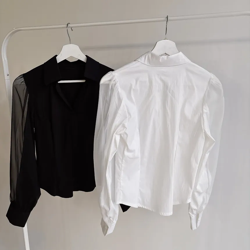 シースルーカラーVネックパフスリーブブラウス | mirangmirang | 詳細画像43