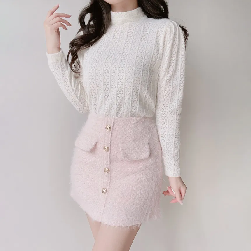 ニットハイネックパフスリーブブラウス | mirangmirang | 詳細画像25