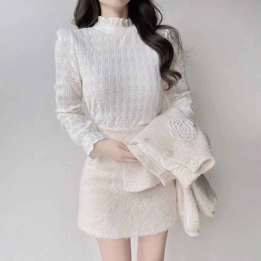 ハーフネックシャーリングハート刺繍ブラウス | mirangmirang | 詳細画像6