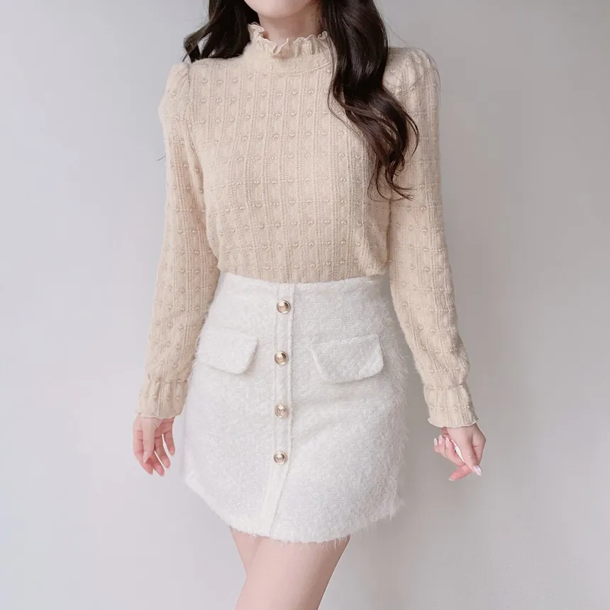 ハーフネックシャーリングハート刺繍ブラウス | mirangmirang | 詳細画像32