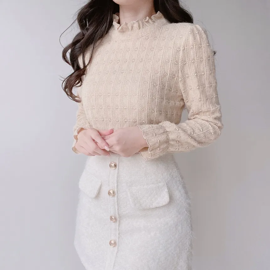 ハーフネックシャーリングハート刺繍ブラウス | mirangmirang | 詳細画像35