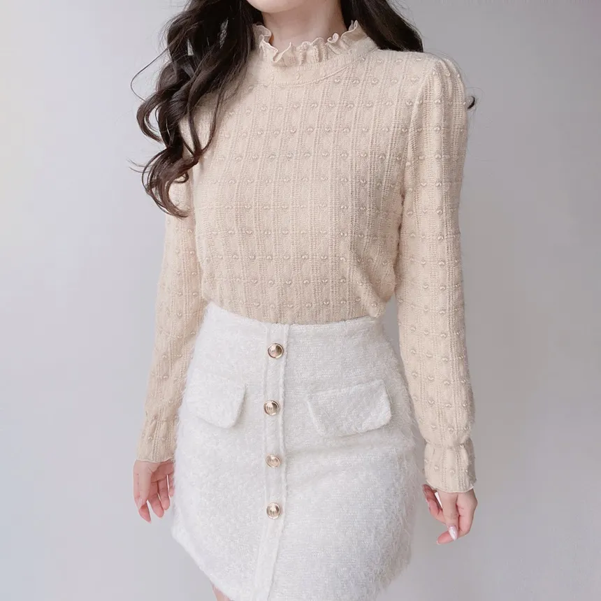 ハーフネックシャーリングハート刺繍ブラウス | mirangmirang | 詳細画像36