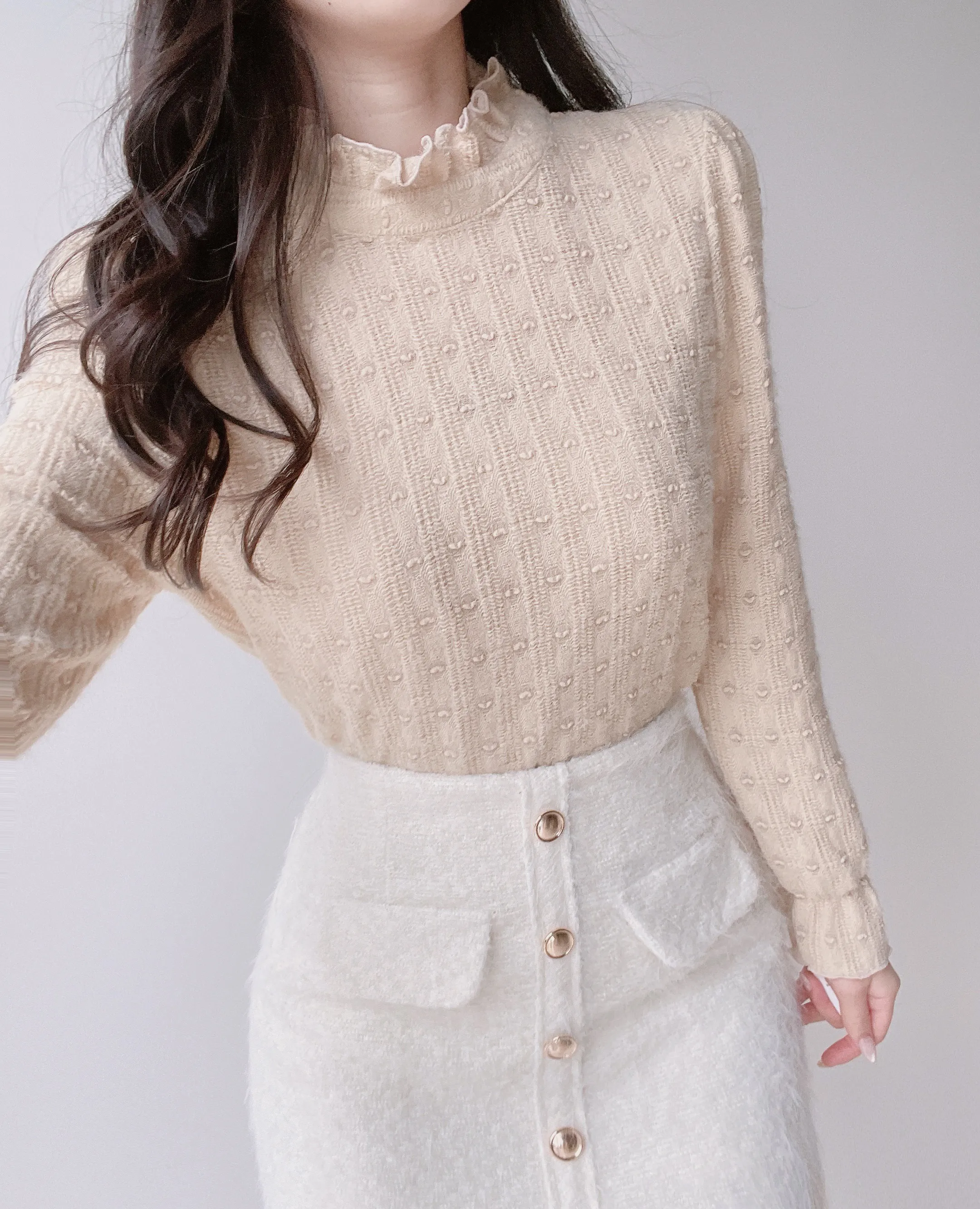 ハーフネックシャーリングハート刺繍ブラウス | mirangmirang | 詳細画像37