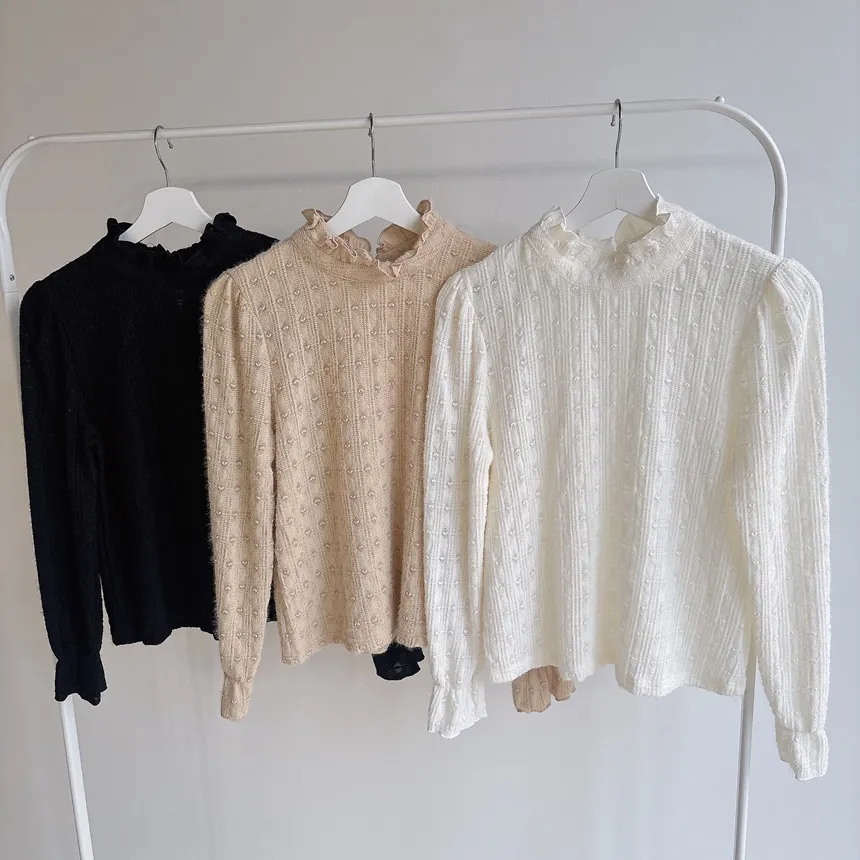 ハーフネックシャーリングハート刺繍ブラウス | mirangmirang | 詳細画像48