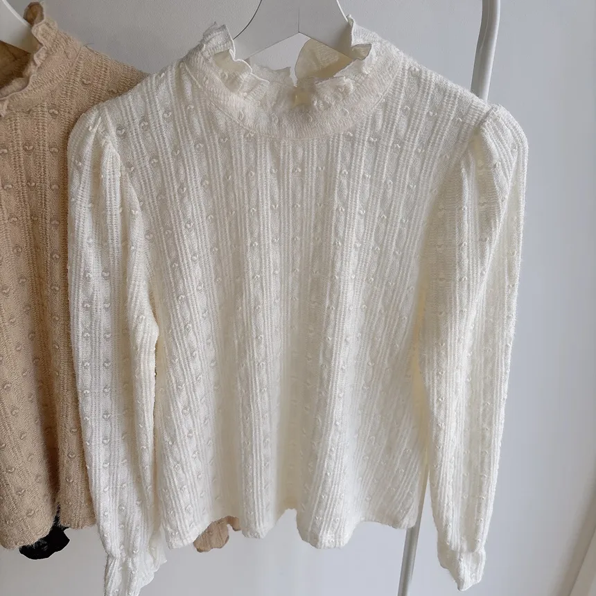 ハーフネックシャーリングハート刺繍ブラウス | mirangmirang | 詳細画像50