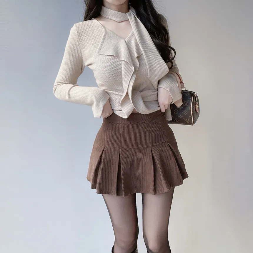 コーデュロイプリーツミニサイドジップスカート | mirangmirang | 詳細画像6