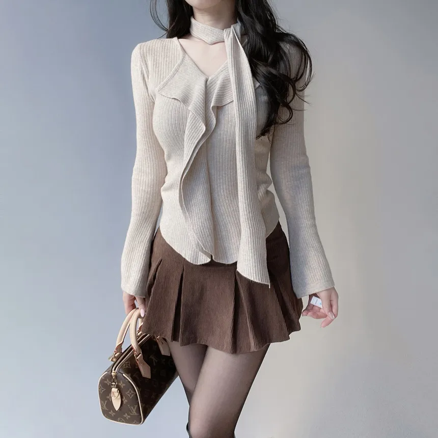 コーデュロイプリーツミニサイドジップスカート | mirangmirang | 詳細画像17