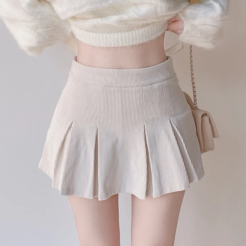 コーデュロイプリーツミニサイドジップスカート | mirangmirang | 詳細画像19