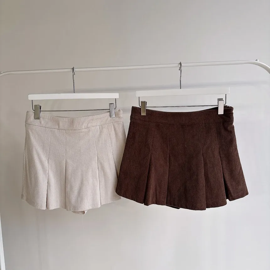 コーデュロイプリーツミニサイドジップスカート | mirangmirang | 詳細画像55