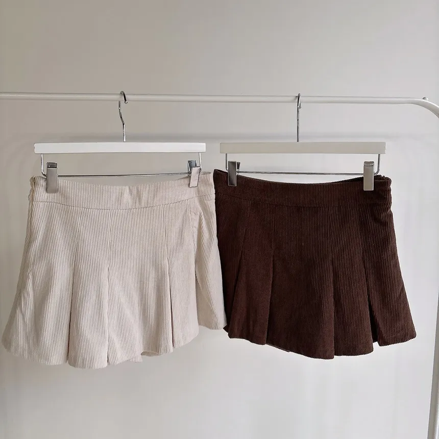 コーデュロイプリーツミニサイドジップスカート | mirangmirang | 詳細画像57