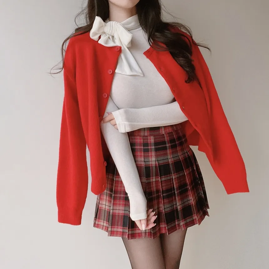 プリーツミニサイドジップAラインチェックスカート | mirangmirang | 詳細画像11