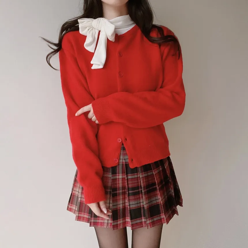 プリーツミニサイドジップAラインチェックスカート | mirangmirang | 詳細画像15