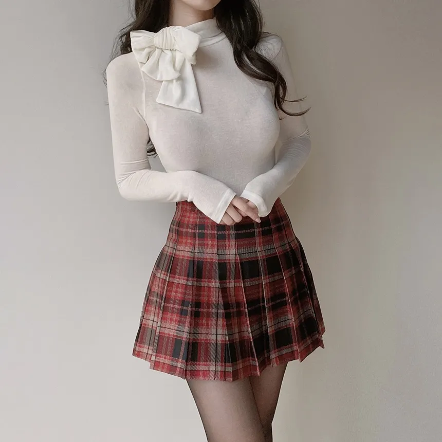 プリーツミニサイドジップAラインチェックスカート | mirangmirang | 詳細画像17