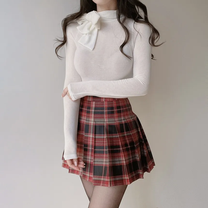 プリーツミニサイドジップAラインチェックスカート | mirangmirang | 詳細画像18