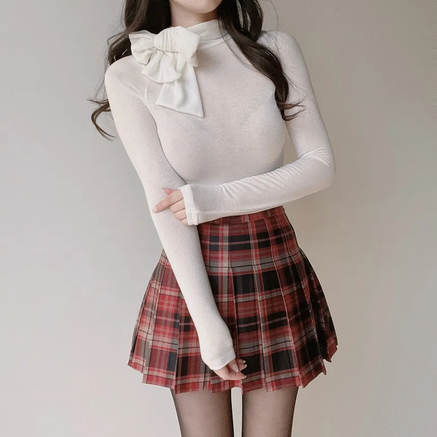 プリーツミニサイドジップAラインチェックスカート | mirangmirang | 詳細画像21