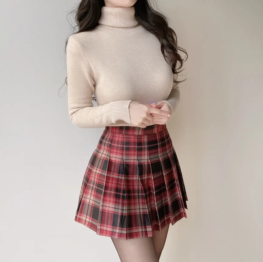プリーツミニサイドジップAラインチェックスカート | mirangmirang | 詳細画像24