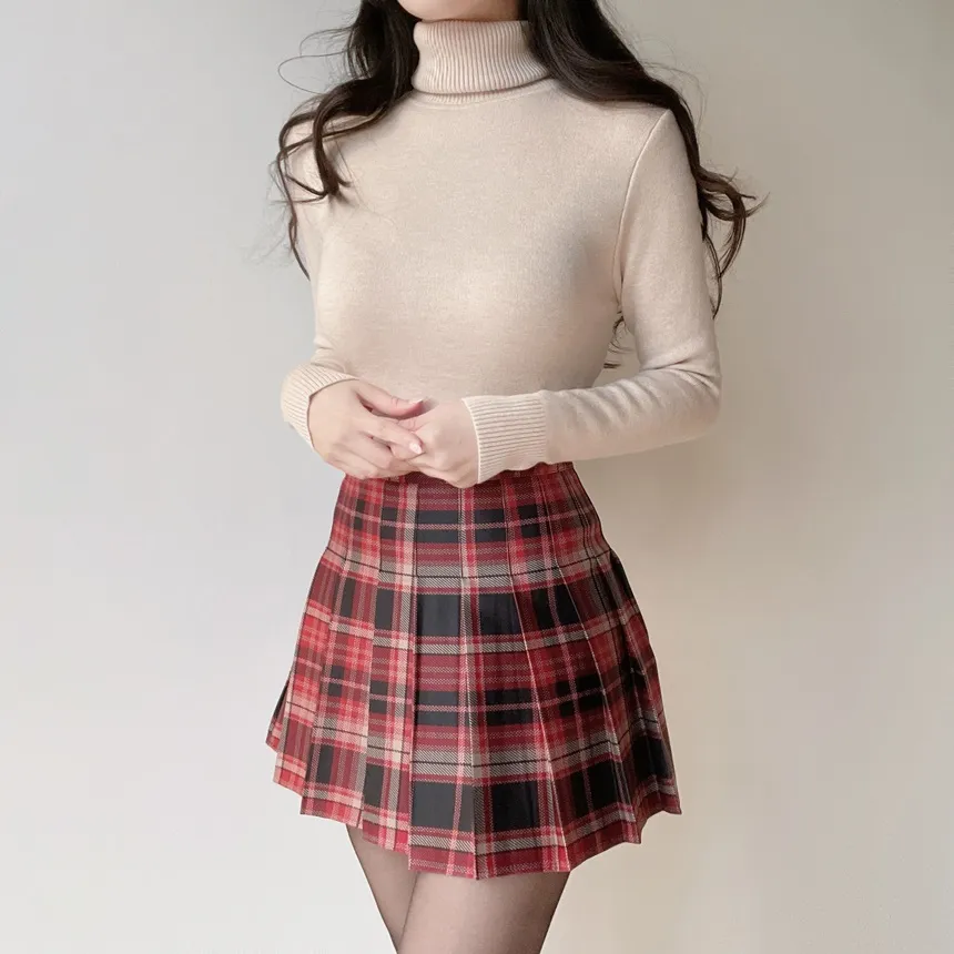 プリーツミニサイドジップAラインチェックスカート | mirangmirang | 詳細画像25